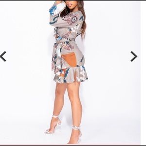 Abstract chain print drill dress